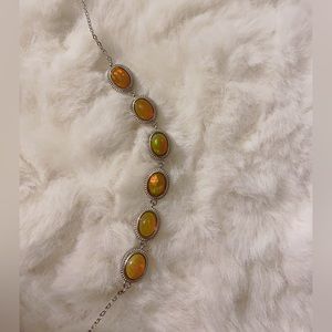 Genuine fire opal stone bracelets with s925 silver chain new